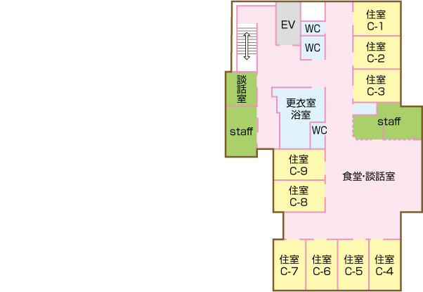 平野区　グループホーム　れもんの木　フロアー案内2階